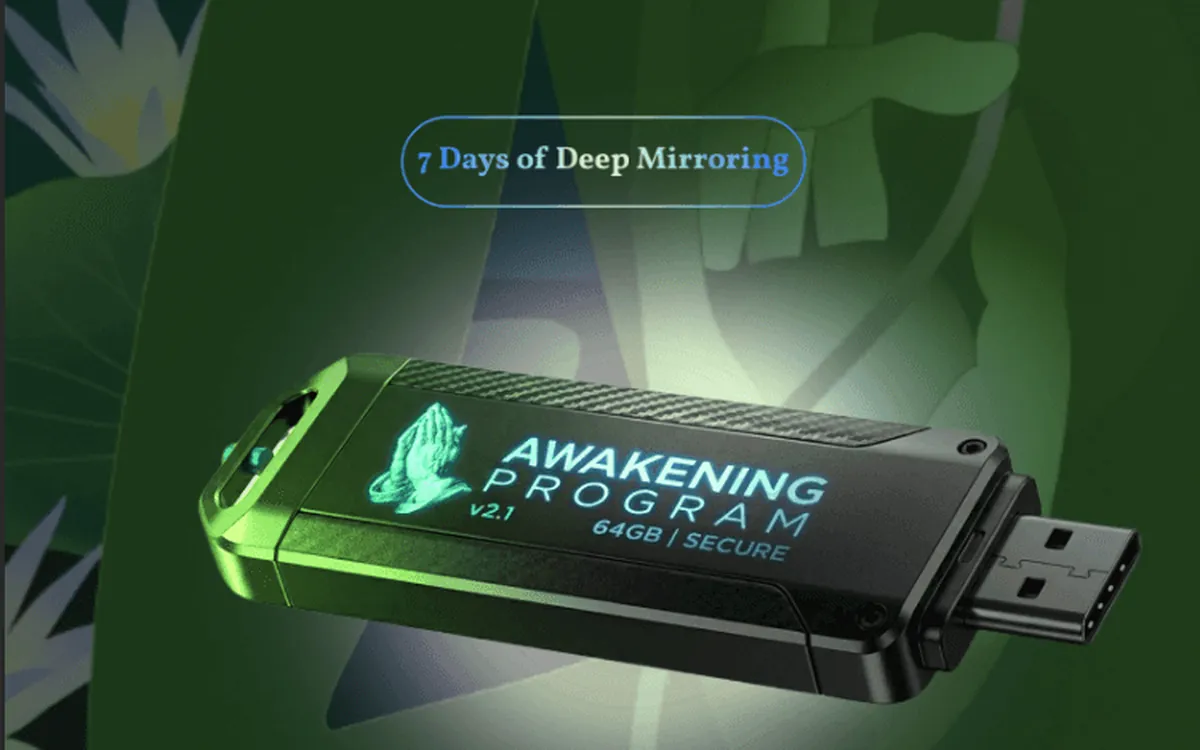 The Awakening Program key, rendered in green light